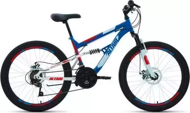 Велосипед ALTAIR MTB FS 24 D (24" 18 ск. рост. 15") 2022, синий/красный, RBK22AL24053 FS 24 D 18