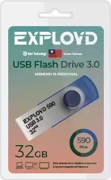 Флеш-накопитель EXPLOYD EX-32GB-590-Blue 3.0 USB флэш-накопитель USB