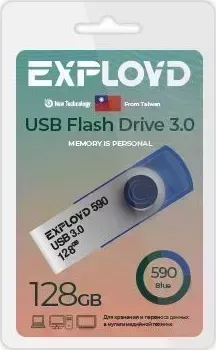 Флеш-накопитель EXPLOYD EX-128GB-590-Blue 3.0 USB флэш-накопитель USB