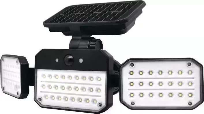Светильник DUWI 25028 9 светодиодный Solar LED, на солнечных батареях, 3 режима освещения, поворотный, 14Вт, 6500К, 850Лм, IP65, с датчиком движения,