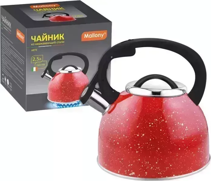 Чайник MALLONY из нерж стали "Arte" (красный с белыми точками) 2,5 л (005174) с л