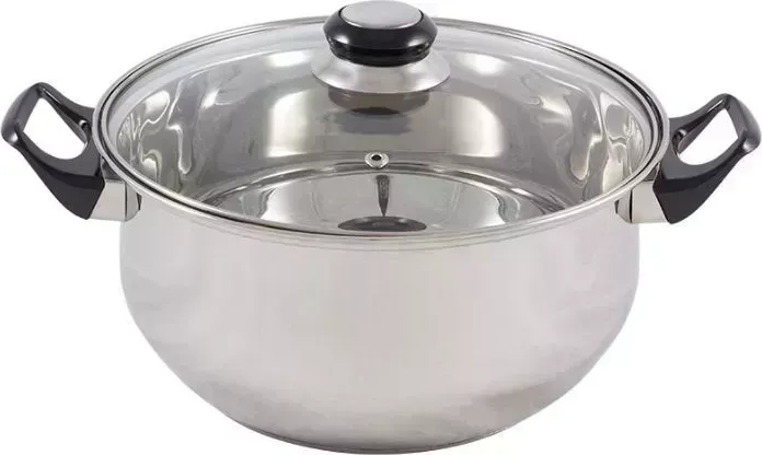 Кастрюля с крышкой MALLONY CLASSICA, объем 5,3 л, из нержавеющей стали с из жаропр стекла, с бакелит. Ручками (985959)