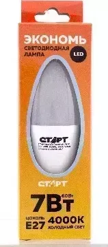 Лампа светодиодная СТАРТ (17278) LEDCANDLE E27 7W40 WS