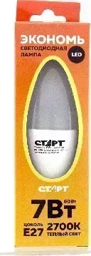 Лампа светодиодная СТАРТ (17279) LEDCANDLE E27 7W30 WS