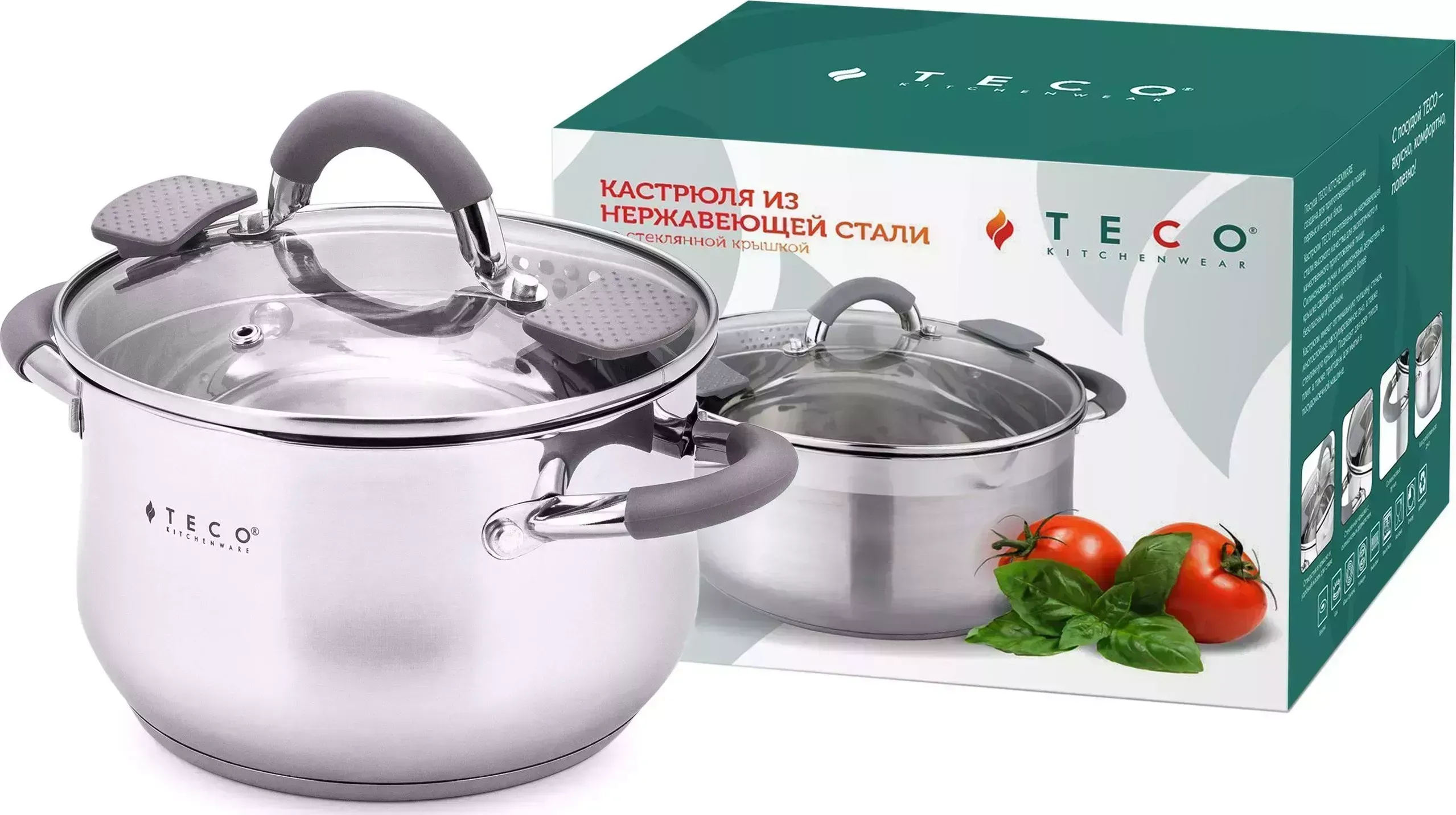 Кастрюля TECO TC-C6100-01G нерж. 6,1 л