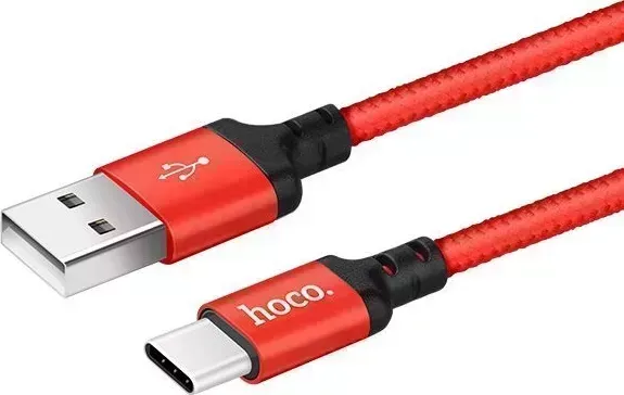 Кабель HOCO (6957531062936) X14 USB (m)-Type-C (m) 2.0м - красный/черный