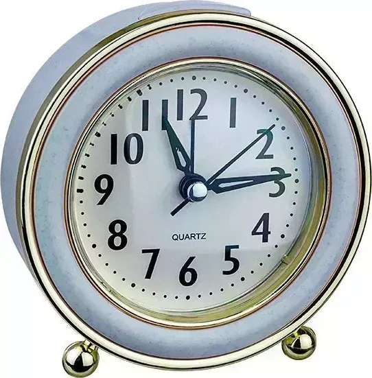 Часы настольные PERFEO (PF_C3155) Quartz "PF-TC-016", круглые диам. 10,5 см, подсветка, синие