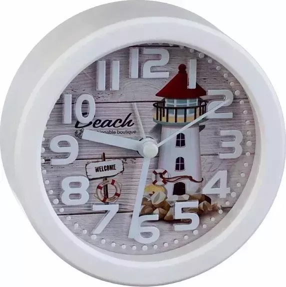 Часы настольные PERFEO (PF_C3146) Quartz "PF-TC-013", круглые диам. 10,5 см, маяк