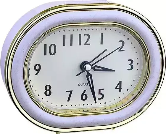 Часы настольные PERFEO (PF_C3158) Quartz "PF-TC-017", овальные 10,5*12,5 см, подсветка, синие