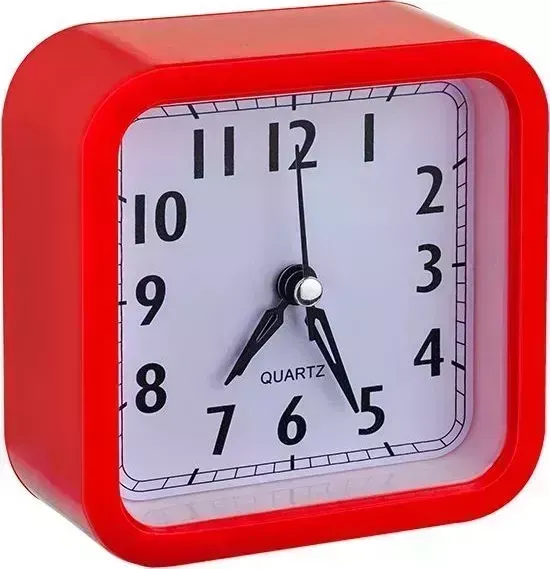 Часы настольные PERFEO (PF_C3168) Quartz "PF-TC-019", квадратные 10*10 см, красные