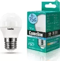 Лампа светодиодная CAMELION LED8-G45/845/E27 (Эл. 4500К, 8Вт=75Вт) Светодиодная лампа лампа