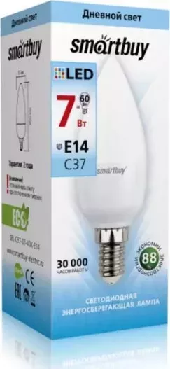 Лампа SMARTBUY (SBL-C37-07-60K-E14) C37-07W/6000/E14 (10)
