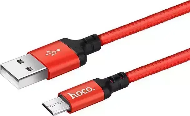 Кабель HOCO (6957531062912) X14 USB (m)-microUSB (m) 2.0м - красный/черный micro -