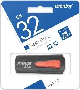 Флеш-накопитель SMARTBUY 32GB IRON BLACK/RED 3.0 USB3.0