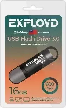 Флеш-накопитель EXPLOYD EX-16GB-600-Black 3.0 USB флэш-накопитель USB