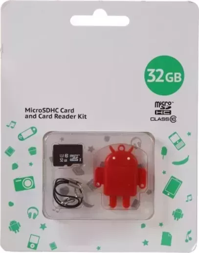 Карта памяти QUMO (24725) FUNDROID MicroSD 32GB CL 10 + USB картридер , красный
