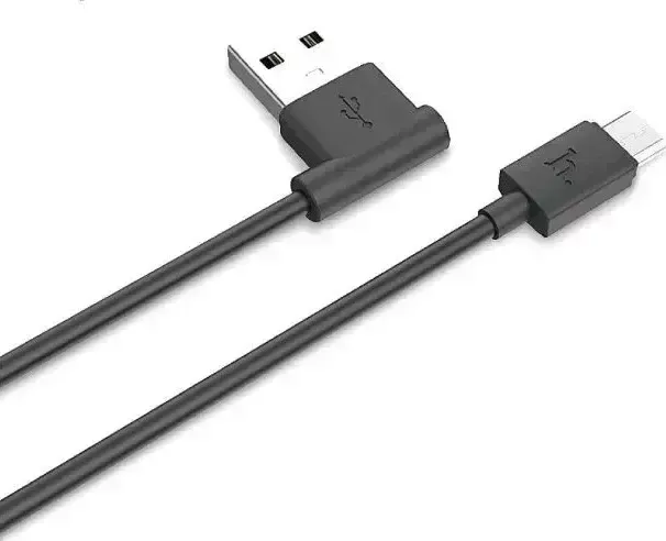 Кабель HOCO (6957531021155) UPM10 USB-microUSB 2.4A 1.2M силикон угловой черный