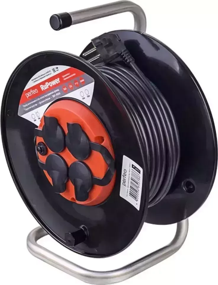 Удлинитель PERFEO (PF_B4681) RU POWER на катушке, с/з, 4 гн-50м