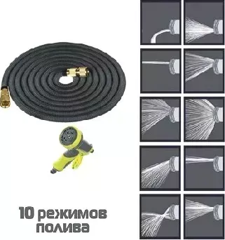 Шланг INBLOOM растягивающийся, 22м, латекс, полиэстер, латунь, пистолет 10 реж 168-024