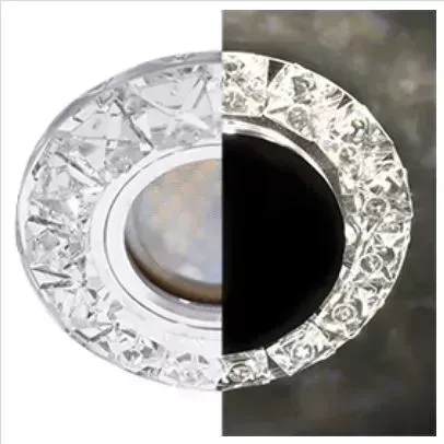 Встраиваемый светильник ECOLA SK16RGEFB MR16 LD1661 GU5.3 GLASS Стекло Круг с крупными прозр. стразами Конус с подсветкой/фон зерк./центр.часть хром 38X95