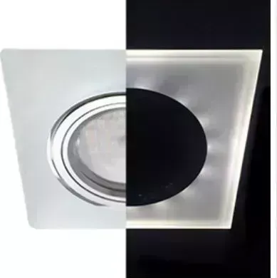 Встраиваемый светильник ECOLA SL1651EFF MR16 LD1651 GU5.3 GLASS Стекло с подсветкой Квадрат скошенный край Матовый / Хром 25X90X90 (кD74)