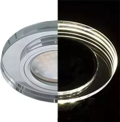 Встраиваемый светильник ECOLA SC1650EFF MR16 LD1650 GU5.3 GLASS Стекло с подсветкой Круг Хром / Хром 25X95 (кD74)