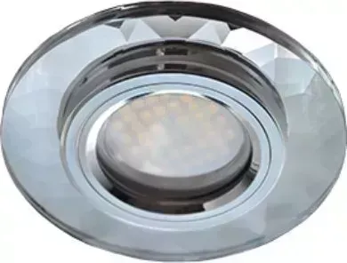 Встраиваемый светильник ECOLA FC1654EFF MR16 DL1654 GU5.3 GLASS Стекло Круг граненый Хром / Хром 25X90 (кD74)