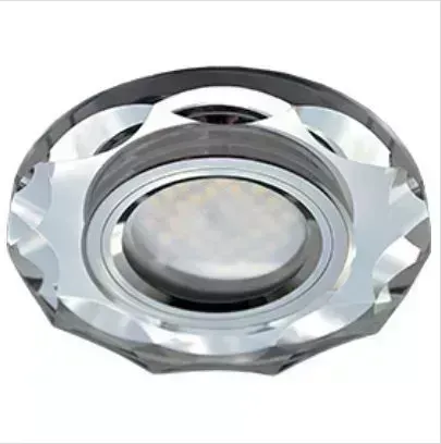 Встраиваемый светильник ECOLA FC1653EFF MR16 DL1653 GU5.3 GLASS Стекло Круг с вогнутыми гранями Хром / Хром 25X90 (кD74)