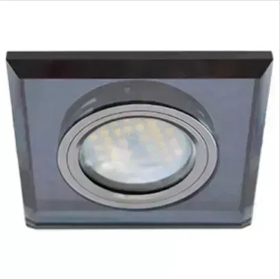 Встраиваемый светильник ECOLA FB1651EFF MR16 DL1651 GU5.3 GLASS Стекло Квадрат скошенный край Черный / Черный хром 25X90X90 (кD74)