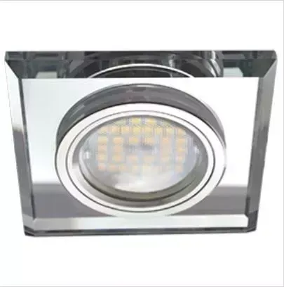 Встраиваемый светильник ECOLA FC1651EFF MR16 DL1651 GU5.3 GLASS Стекло Квадрат скошенный край Хром / Хром 25X90X90 (кD74)