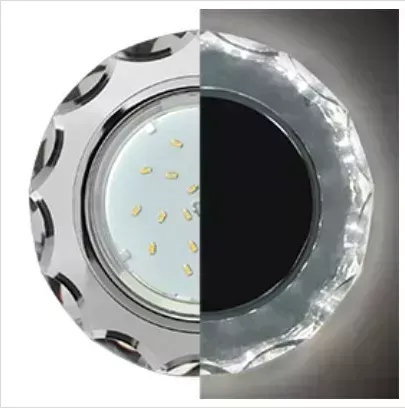 Светильник ECOLA SM53RCECH GX53 H4 LD5313 GLASS Стекло Круг с вогнутыми гранями с подсветкой хром - хром (зеркальный) 38X126 (к+) встраиваемый светильник H4 с с -