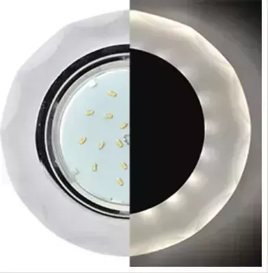 Светильник ECOLA SL53RCECH GX53 H4 LD5313 GLASS Стекло Круг с вогнутыми гранями с подсветкой хром - матовый 38X126 (к+) встраиваемый светильник H4 с с -