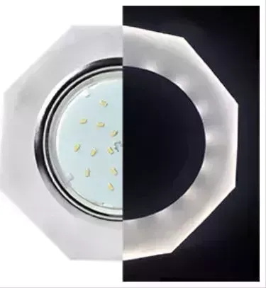 Светильник ECOLA SL538AECH GX53 H4 LD5312 GLASS Стекло 8-угольник с прямыми гранями с подсветкой хром - матовый 38X133 (к+) встраиваемый светильник H4 с с -