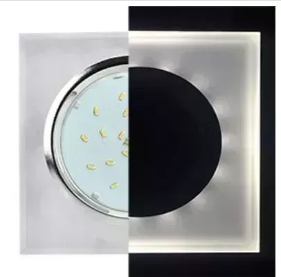 Светильник ECOLA SL53SNECH GX53 H4 LD5311 GLASS Стекло Квадрат скошенный край с подсветкой хром - матовый 38X120X120 (к+) встраиваемый светильник H4 с -