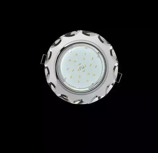 Светильник ECOLA FM53RCECH GX53 H4 5313 GLASS Стекло Круг с вогнутыми гранями хром - хром (зеркальный) 38X126 (к+) встраиваемый светильник H4 с -