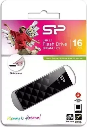Флеш-накопитель SILICON POWER (SP016GBUF2U03V1K) 16GB ULTIMA U03 черный выдвижной