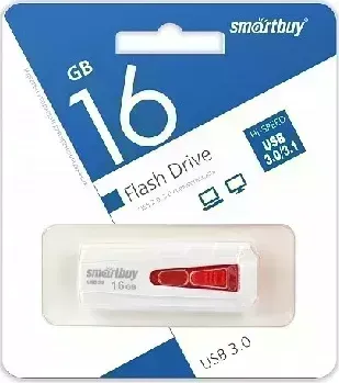 Флеш-накопитель SMARTBUY (SB16GBIR-W3) 16GB IRON WHITE/RED 3.0 USB3.0