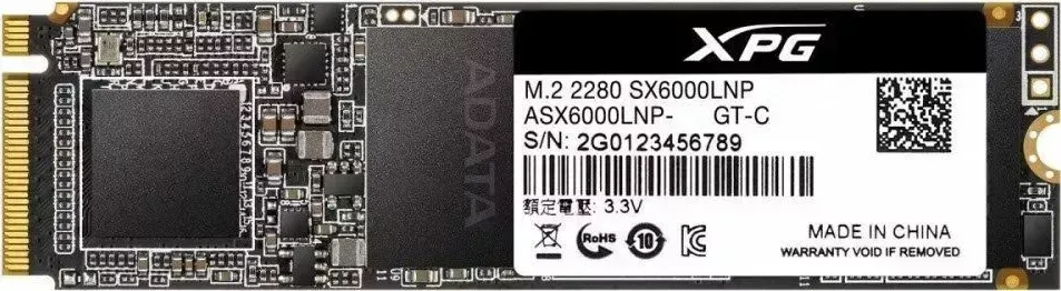SSD накопитель A-DATA XPG SX6000 Lite ASX6000LNP-128GT-C 128ГБ, M.2 2280, PCI-E x4, NVMe
