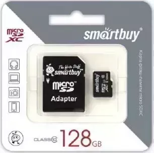 Карта памяти SMARTBUY (SB128GBSDCL10-01) MicroSDXC 128GB Class10 UHS-I U1 + адаптер
