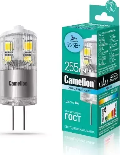 Лампа CAMELION LED3-G4-JD-NF/845/G4 (Эл. светодиодная 3Вт 220В)