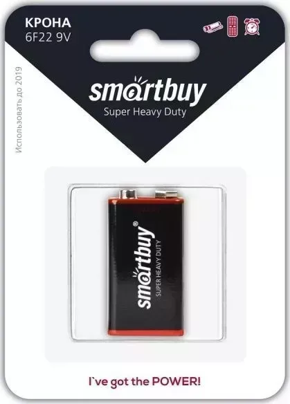 Батарейки SMARTBUY (SBBZ-9V01B) Батарейка солевая крона 6F22/1B