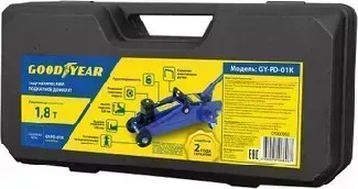 Домкрат GOODYEAR GY000902 GY-PD-01K 1,8Т 320 мм кейс с резиновой проставкой порога