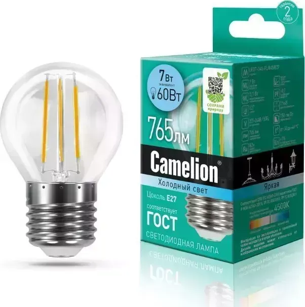 Лампа CAMELION LED7-G45-FL/845/E27 (Эл. светодиодная 7Вт 220В)