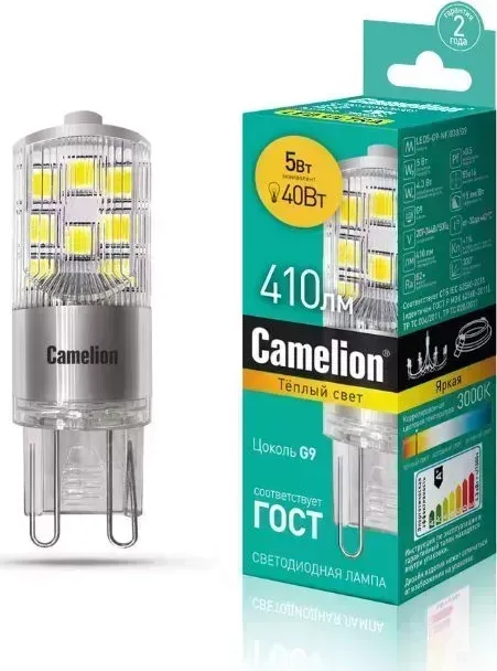 Лампа CAMELION LED5-G9-NF/830/G9 (Эл. светодиодная 5Вт 220В)