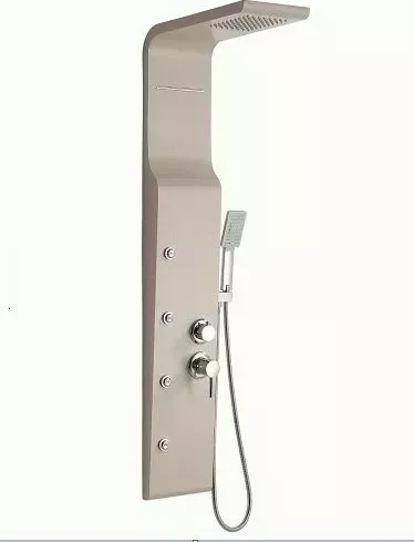 Душевая панель GFMARK 5507 "тропический душ" с двумя лейками, БЕЖЕВАЯ крашенная, корпус из нержавейки марка 304