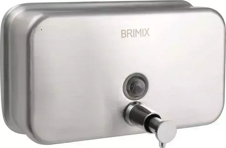 Дозатор BRIMIX 651 жидкого мыла Горизонтальный, металический с глазком, из нерж.стали 201, на 1200 мл ХРОМ