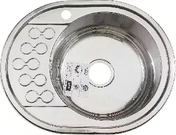 Мойка кухонная FRANK 574508R 57х45 правая С УЗОРОМ толщина 0,8мм глубина 180мм +большой сифон с перел врезная врезная С с