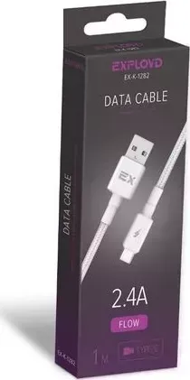Кабель EXPLOYD EX-K-1282 Дата- USB - TYPE-C 1М белый
