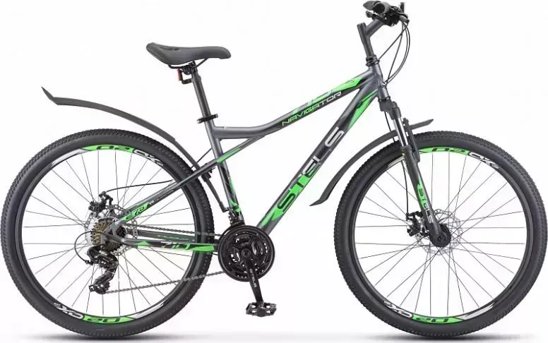 Велосипед STELS Navigator-710 MD 27.5" V020*LU093864*LU085138* 18" Антрацитовый/зелёный/чёрный