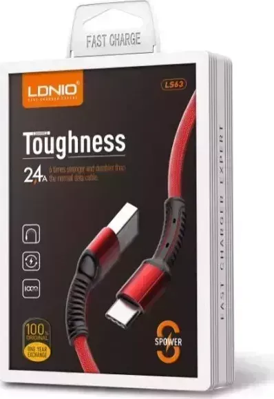 Кабель LDNIO (LD_B4460) LS63/ USB Micro/ 1m/ 2.4A/ медь: 86 жил/ красный